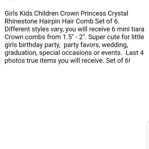 Girls Mini Rhinestone Tiara Crowns Hairpin Combs New Set Of 6! Multiple Styles - Picture 11 of 11